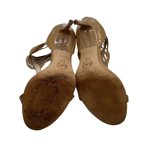 MICHAEL Michael Kors Tan Patent Leather Gladiator Cage Heeled Sandals Size 6 1/2 - Picture 9 of 9